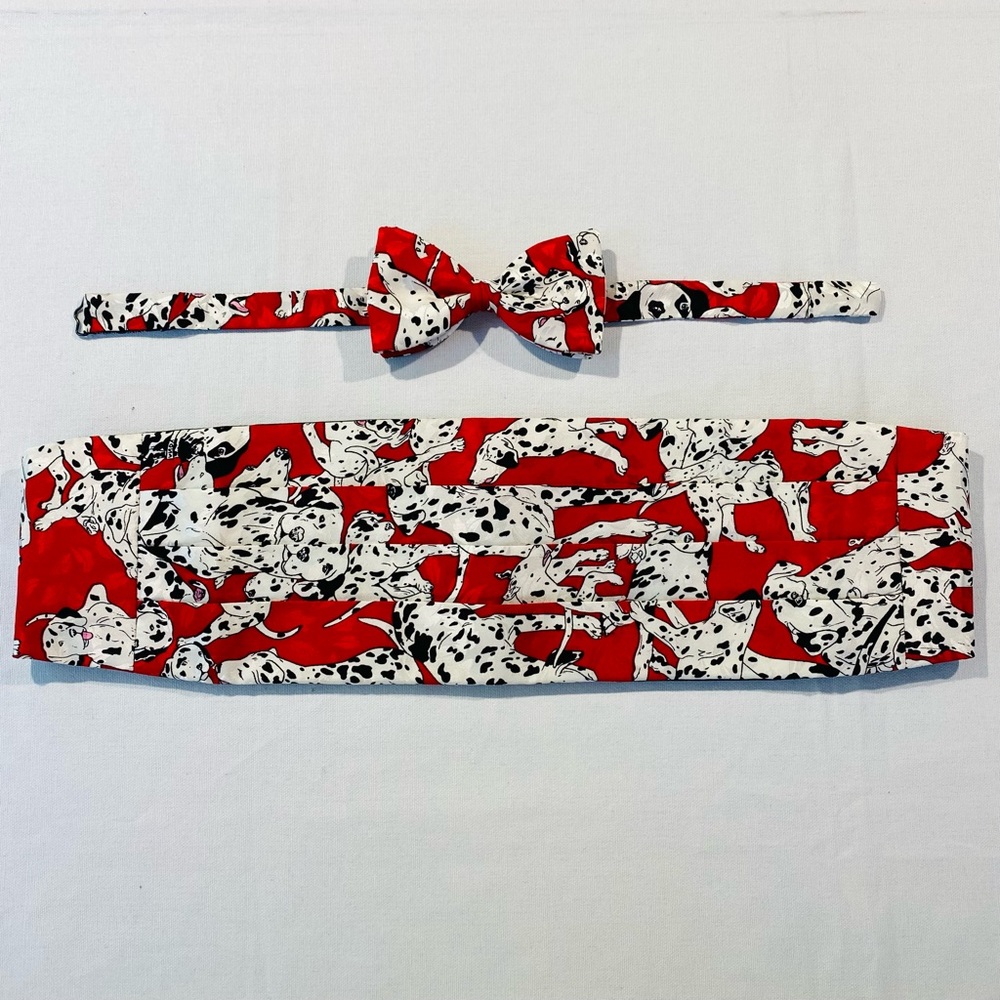 Nicole Miller Vintage 101 Dalmatians bow tie, cummerbund set 1992